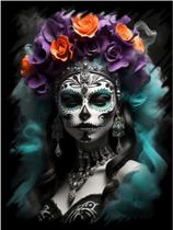 Camiseta Gola V La Catrina Mexicana Dama Esqueleto 1 Camiseta Gola V La Catrina Mexicana Dama Esqueleto 1