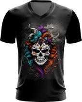 Camiseta Gola V La Muerte Mexicana Dama Esqueleto 3