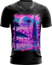 Camiseta Gola V Landscape Futuro Vaporwave 10