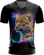 Camiseta Gola V Leopardo Velocidade Felino Panthera 1