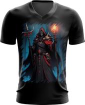 Camiseta Gola V Lich Ancião Desenhado Magia 12