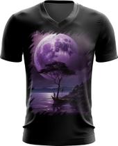 Camiseta Gola V Lua Púrpura Luar Roxo Moon Lunar 4