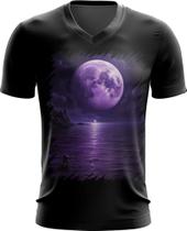 Camiseta Gola V Lua Púrpura Luar Roxo Moon Lunar 6
