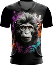 Camiseta Gola V Macaco Monkey Ilustrado Vetor 4 Camiseta Gola V Macaco Monkey Ilustrado Vetor 4