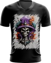 Camiseta Gola V Mago Caveira Trevas Magia 10