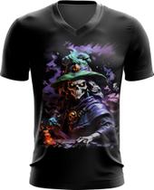 Camiseta Gola V Mago da Morte Trevas Magia 7 Camiseta Gola V Mago da Morte Trevas Magia 7