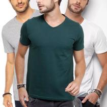 Camiseta Gola V Masculina Liso Algodão Camisa Atacado