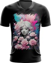 Camiseta Gola V Mulher de Rosas Paixão 18