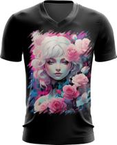 Camiseta Gola V Mulher de Rosas Paixão 2