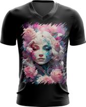 Camiseta Gola V Mulher de Rosas Paixão 8