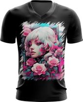 Camiseta Gola V Mulher de Rosas Paixão 9