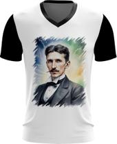 Camiseta Gola V Nikola Tesla Físico Inventor Eletrecidade 6
