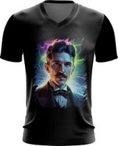 Camiseta Gola V Nikola Tesla Físico Inventor Eletrecidade 7