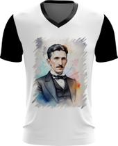 Camiseta Gola V Nikola Tesla Físico Inventor Eletrecidade 9