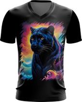 Camiseta Gola V Pantera Ondas Magnéticas Vibrante 1