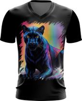 Camiseta Gola V Pantera Ondas Magnéticas Vibrante 2