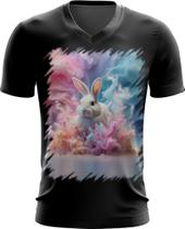 Camiseta Gola V Páscoa Coelhinho Explosão de Cores 6