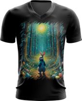 Camiseta Gola V Páscoa Coelhinho Traços Van Gogh 3 Camiseta Gola V Páscoa Coelhinho Traços Van Gogh 3