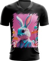 Camiseta Gola V Páscoa Coelhinho Traços Vaporwave 5