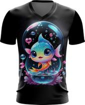 Camiseta Gola V Peixinho Feliz no Aquário Peixe 1