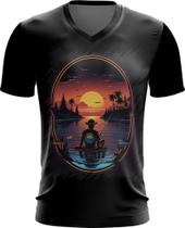 Camiseta Gola V Pesca Esportiva Pôr do Sol Peixes 4 - Kasubeck Store
