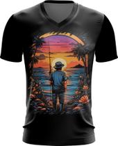 Camiseta Gola V Pesca Esportiva Pôr do Sol Peixes 6 - Kasubeck Store
