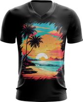 Camiseta Gola V Praia Paradisíaca Vintage 1