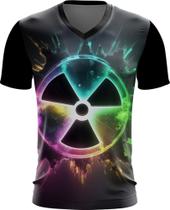 Camiseta Gola V Radiação Radioativo Radioactive Perigo 1