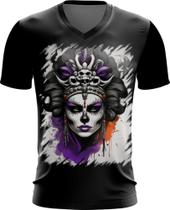 Camiseta Gola V Rainha Mexicana Dama Esqueleto 10