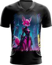 Camiseta Gola V Raposa Humanóide Vaporwave 12