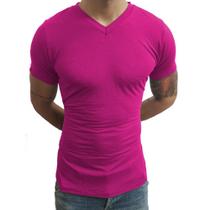 Camiseta Gola V Rasinha Manga Curta