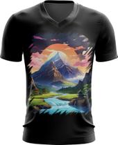 Camiseta Gola V Templo Budista Anime Buda 3 Camiseta Gola V Templo Budista Anime Buda 3
