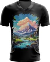 Camiseta Gola V Templo Budista Anime Buda 6