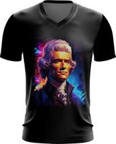Camiseta Gola V Thomas Jefferson Presidente do EUA 2 Camiseta Gola V Thomas Jefferson Presidente do EUA 2