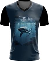 Camiseta Gola V Tubarão Shark Rei dos Mares 5 Camiseta Gola V Tubarão Shark Rei dos Mares 5