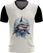 Camiseta Gola V Tubarão Shark Rei dos Mares 7 Camiseta Gola V Tubarão Shark Rei dos Mares 7