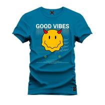 Camiseta Good Vibes Plus Size Forma Grande Confortável Estampa Digital