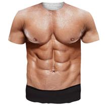 Camiseta Goodstoworld unissex com estampa 3D Fake Muscle Abs Hairy