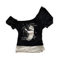 Camiseta Gótica Estilo Y2K Com Mangas Curtas, Calças De Moda Harajuku, Roupas Femininas