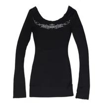 Camiseta Gótica Y2K - Manga Longa, Estilo Vintage Retrô Harajuku