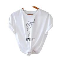 Camiseta Gráfica Elegante Para Mulheres Com Design De Figura Dançante, Manga Curta E Gola Redonda
