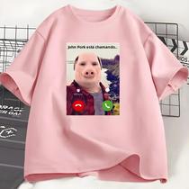 Camiseta Gráfica Engraçada De Grandes Dimensões John Pork Is Calling Algodão Humor Pig Meme Design