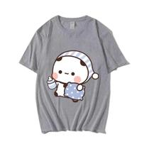 Camiseta Gráfica Feminina Fofa BuBu Panda DuDu Bear Para Casal, Blusa De Manga Comprida Para Dormir