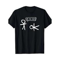 Camiseta Gráfica Feminina Preta Are You Okay Camiseta De Manga Curta Com Gola Redonda, Ajuste Camiseta Gráfica Feminina Preta Are You Okay Camiseta De Manga Curta Com Gola Redonda, Ajuste