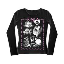 Camiseta Gráfica Feminina Y2K Harajuku Goth Anime Kitty Grunge Emo Dos Anos 2000