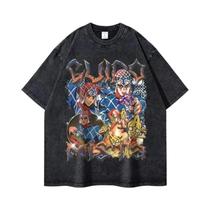 Camiseta Gráfica Masculina Anime JoJo's Bizarre Adventure DIO, Camiseta Lavada Para Homens