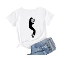 Camiseta Gráfica Michael Jackson plus Size Para Mulheres, Estilo Harajuku Rock, Casual, Manga Curta,