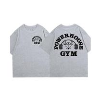 Camiseta Gráfica Unissex Oversized Para Fitness, Powerhouse Gym, Manga Curta, Estilo Harajuku