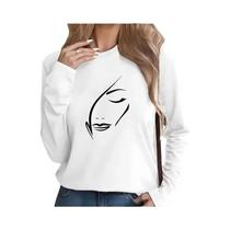 Camiseta Gráfica Vintage Feminina De Manga Longa Y2K Com Estampa De Desenho De Rosto Para Outono E Camiseta Gráfica Vintage Feminina De Manga Longa Y2K Com Estampa De Desenho De Rosto Para Outono E