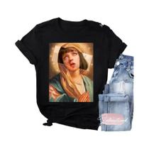 Camiseta Gráfica Vintage Retro Paródia Pulp Fiction Oversize Preta Para Homens Y2k Unissex